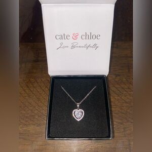 White gold plated silver Cate & Chloe heart shaped necklace